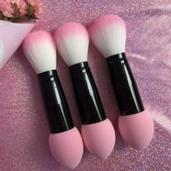 dual end makeup brush set with powder puff for flawless blending