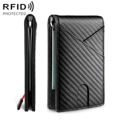 slim rfid blocking carbon fiber wallet for men with money clip