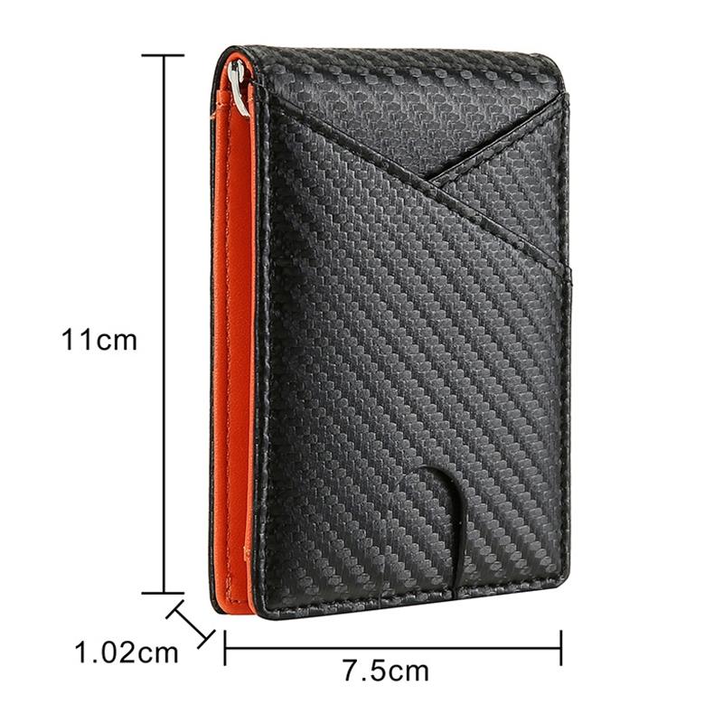 Slim RFID Blocking Carbon Fiber Wallet for Men with Money Clip