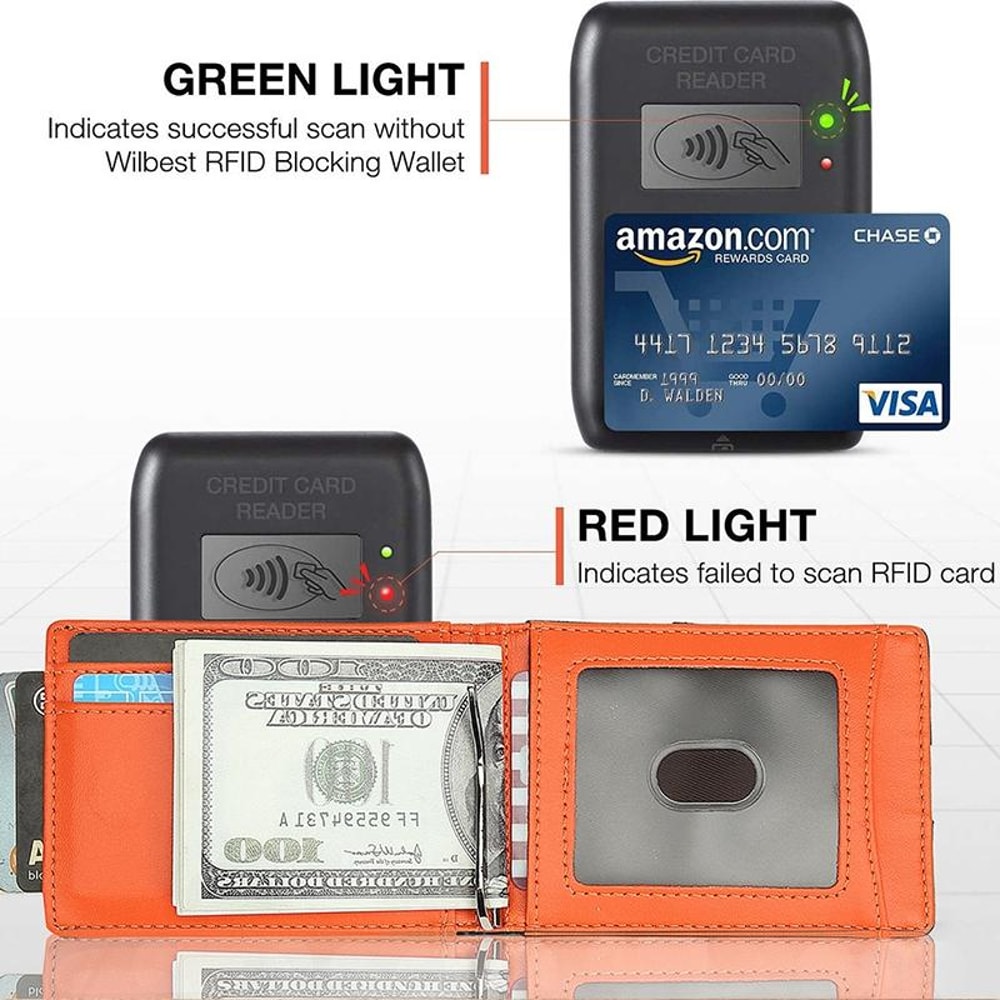 Slim RFID Blocking Carbon Fiber Wallet for Men with Money Clip
