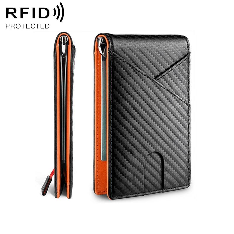 Slim RFID Blocking Carbon Fiber Wallet for Men with Money Clip