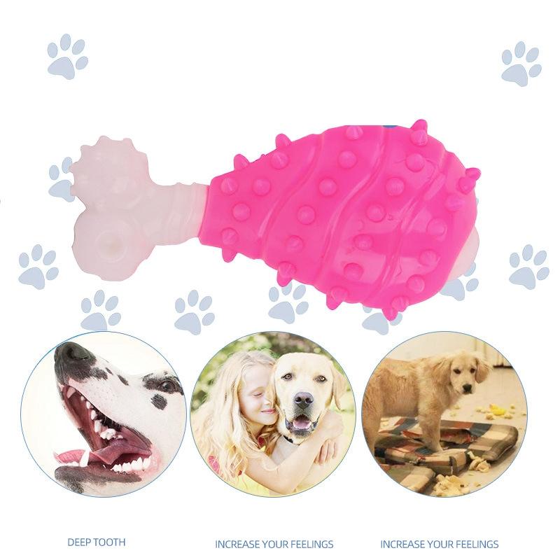Interactive Dog Chew Toy Chicken Leg for Teeth Cleaning TPR Pet Toy