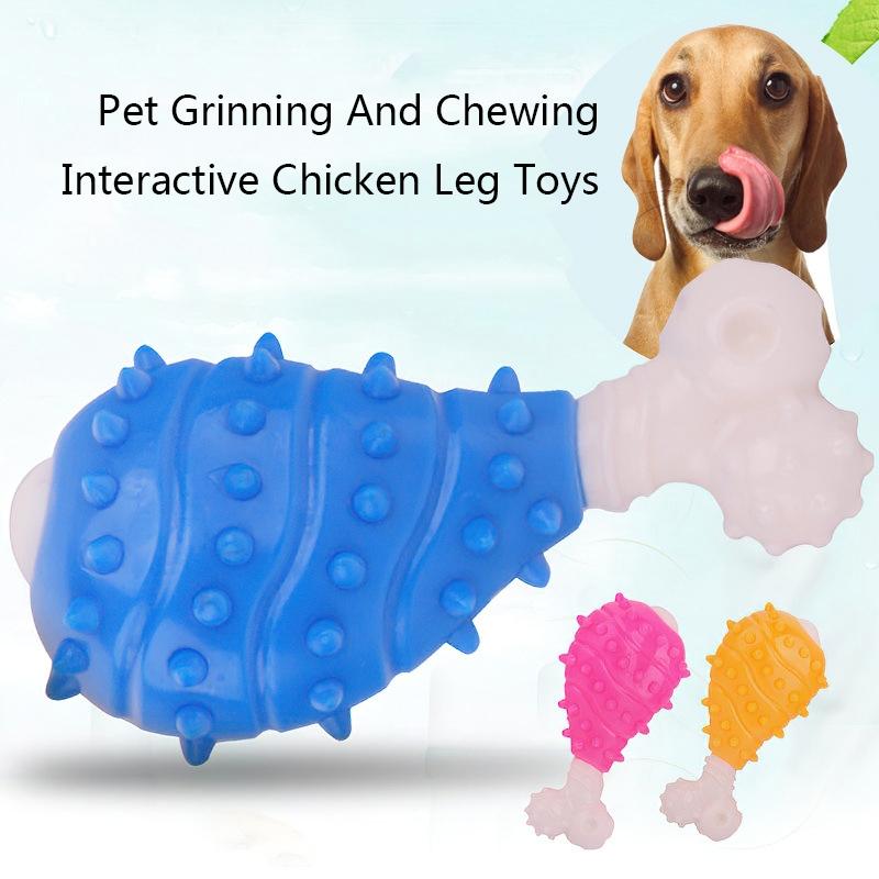 Interactive Dog Chew Toy Chicken Leg for Teeth Cleaning TPR Pet Toy