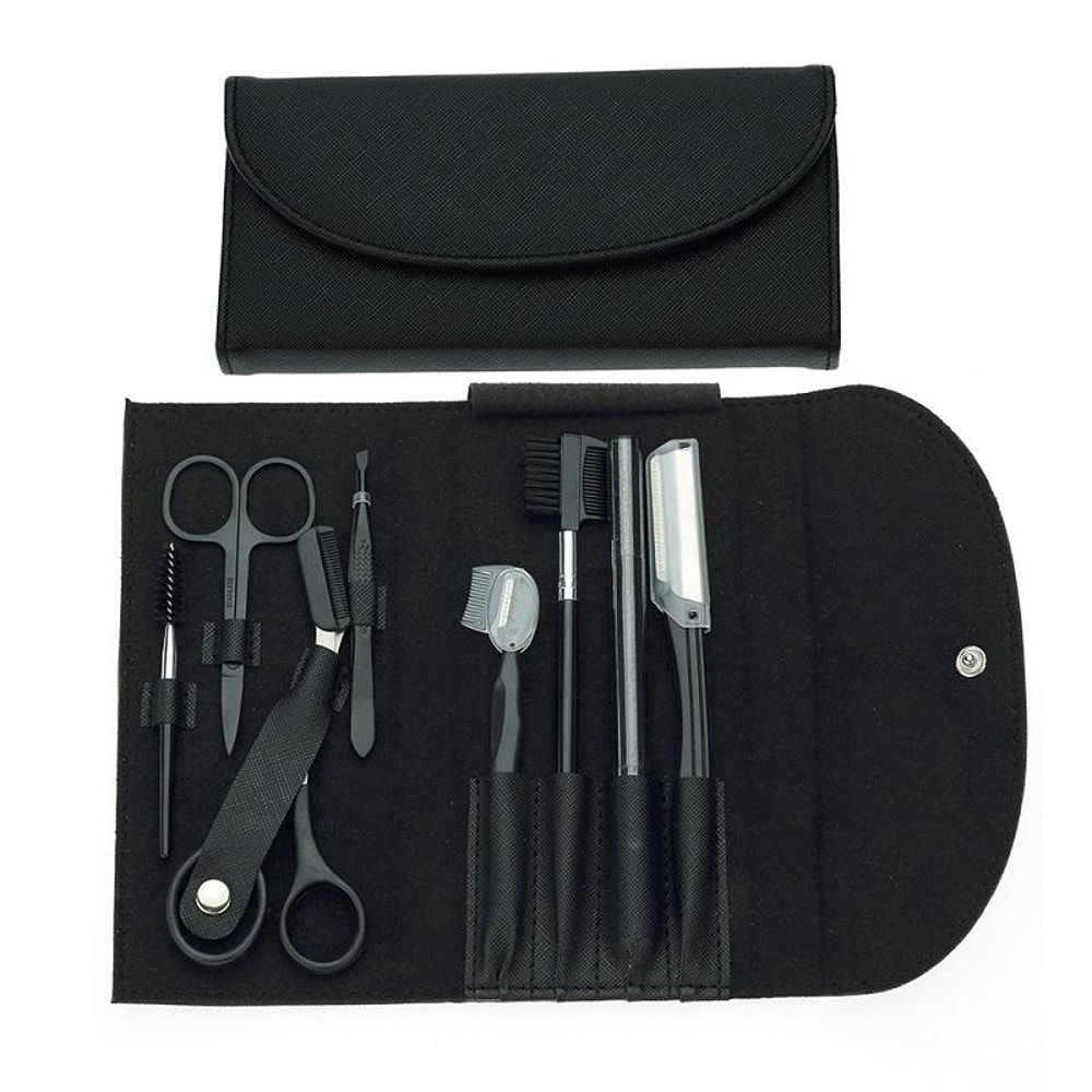 Precision Eyebrow Trimming Kit With Stainless Steel Tools Portable Grooming Set 7