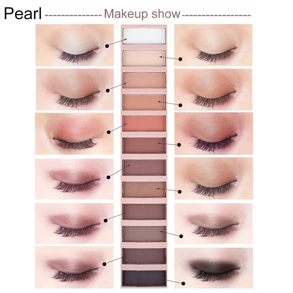 Smoky Eye Pearl Eyeshadow Palette With Brush Set For Bold Blended Looks 8