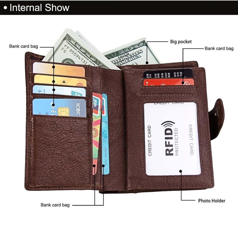RFID Blocking Genuine Leather Wallet For Men With Passport Holder And Secure Card Slots 4