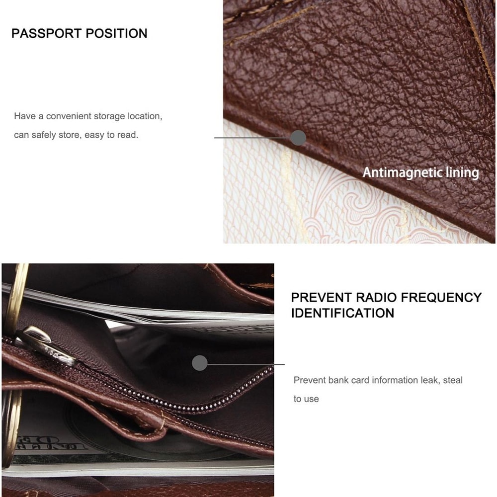 RFID Blocking Genuine Leather Wallet For Men With Passport Holder And Secure Card Slots 6