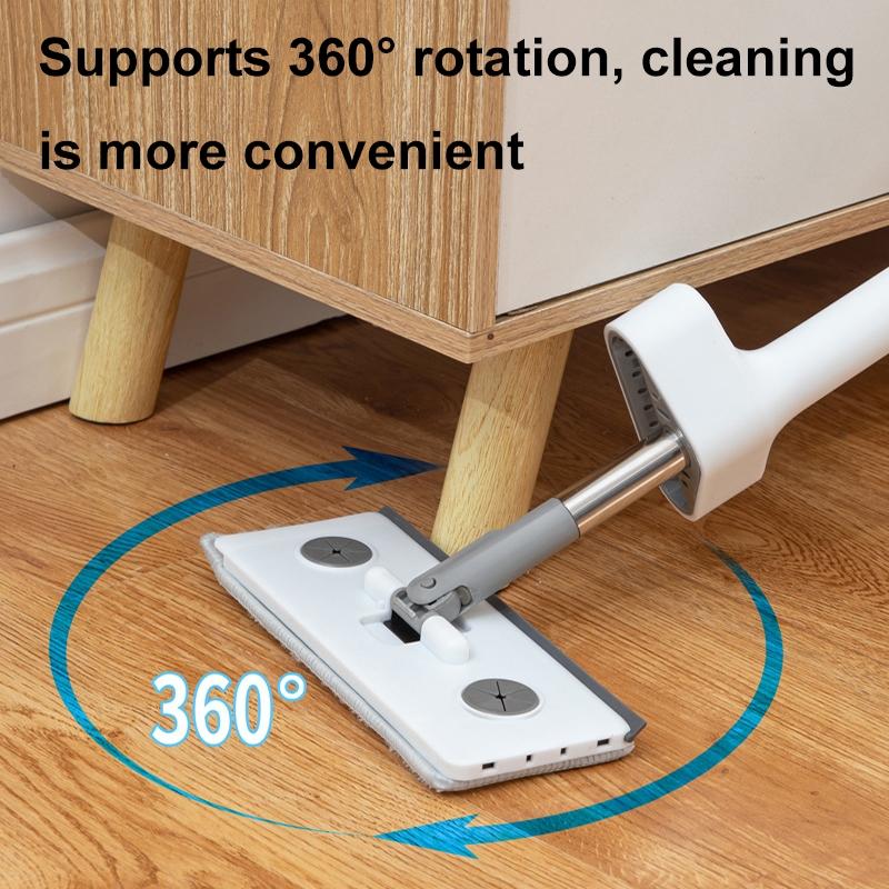 Mini Mop Hands Free Glass Cleaner Mop with Rotating Head and Silicone Scraper