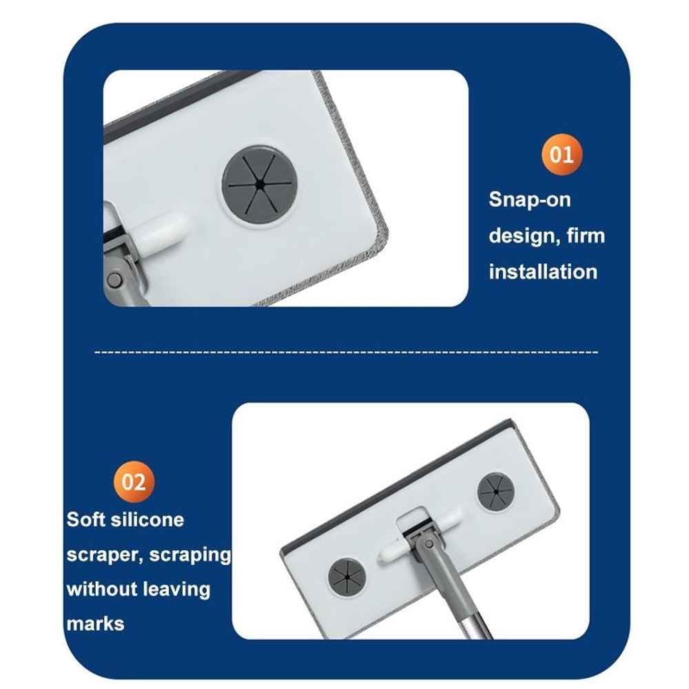 Mini Mop Hands Free Glass Cleaner Mop with Rotating Head and Silicone Scraper