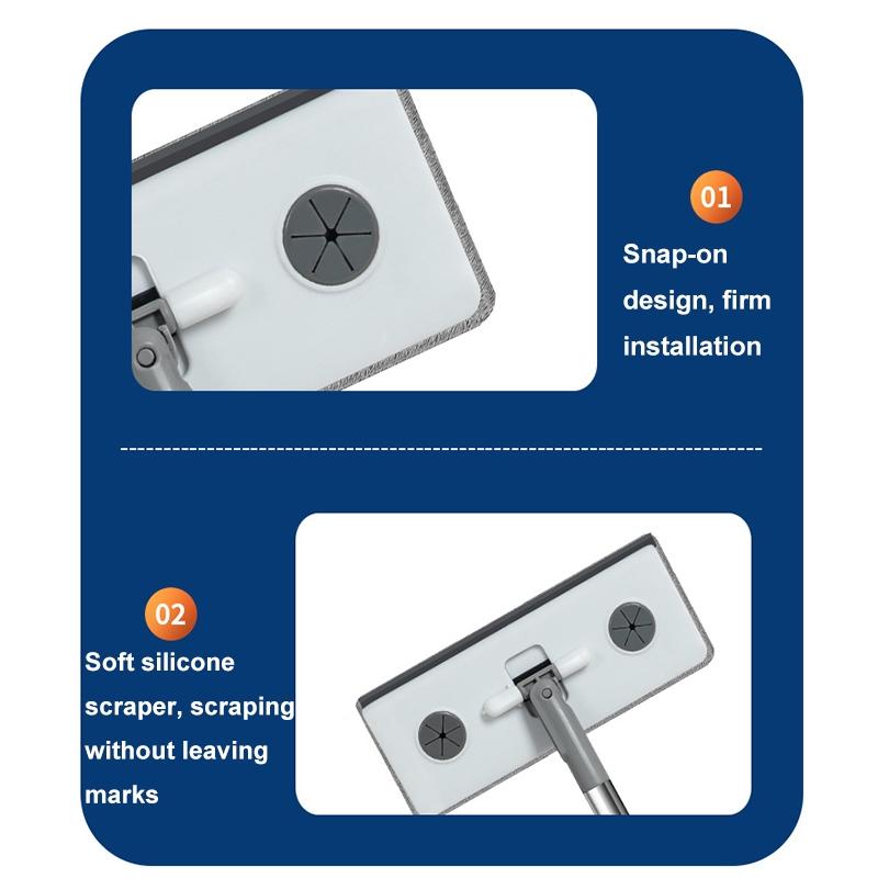 Mini Mop Hands Free Glass Cleaner Mop with Rotating Head and Silicone Scraper