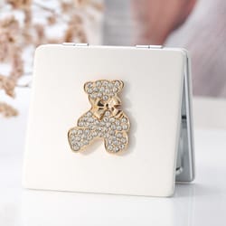 portable pu leather folding compact mirror double sided travel makeup mirror