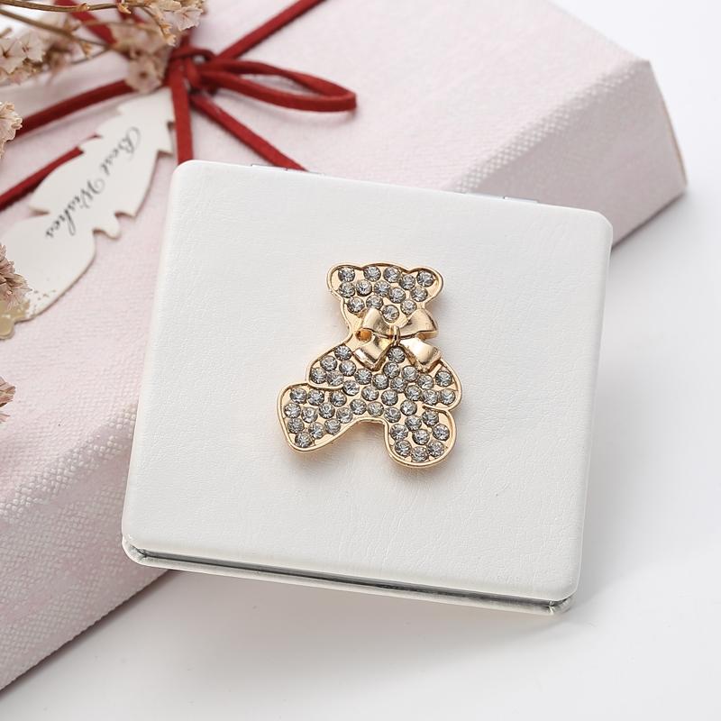 Portable PU Leather Folding Compact Mirror Double Sided Travel Makeup Mirror 3