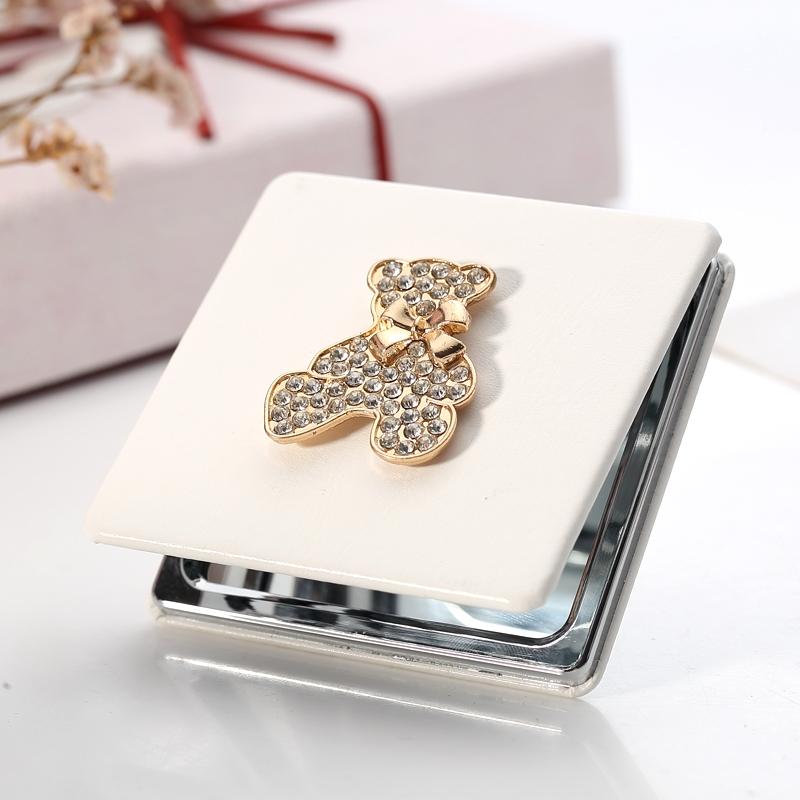 Portable PU Leather Folding Compact Mirror Double Sided Travel Makeup Mirror 2