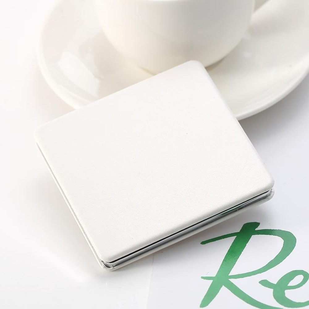 Portable PU Leather Folding Compact Mirror Double Sided Travel Makeup Mirror 1