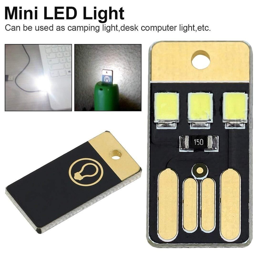 Portable USB LED Keychain Night Light 10pcs Mini Pocket Card Lamp For Travel Camping Emergency 5