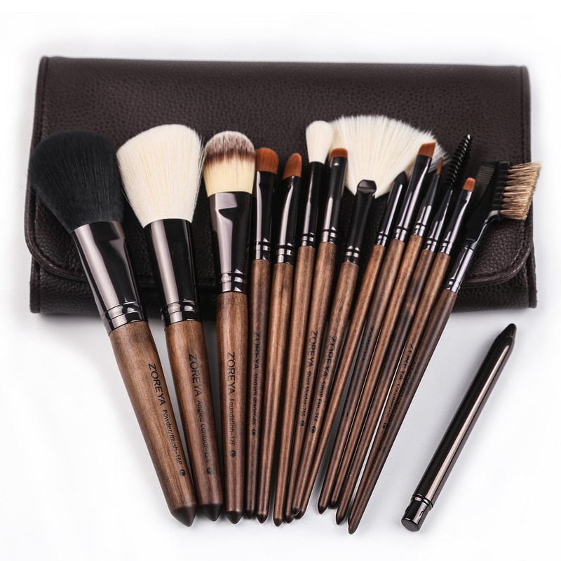 Makeup Brush Set With Walnut Handle Professional Makeup Brushes Kit 6