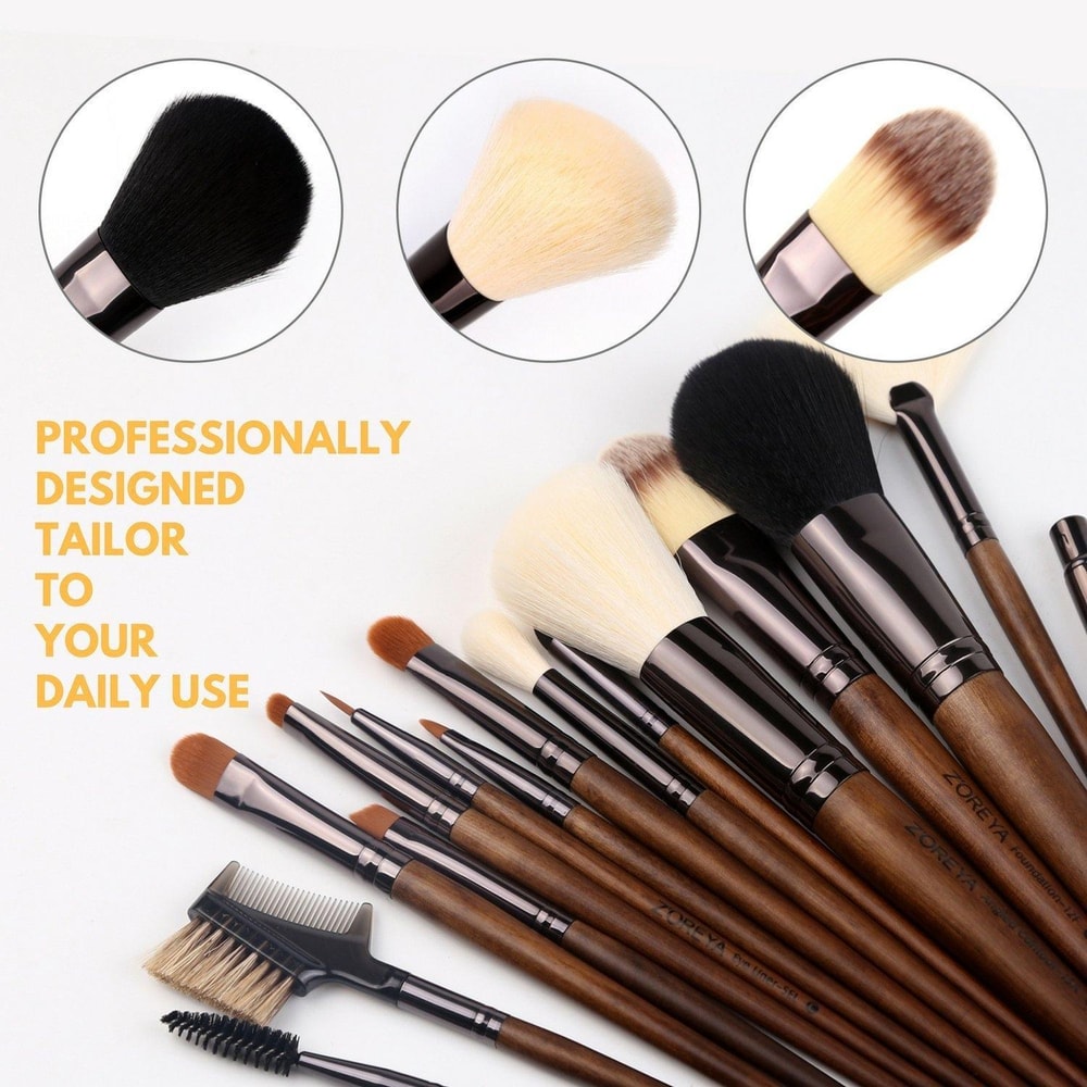 Makeup Brush Set With Walnut Handle Professional Makeup Brushes Kit 3