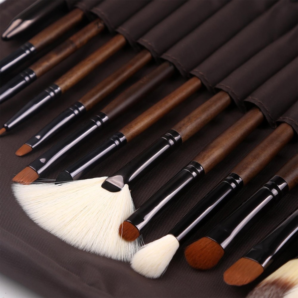 Makeup Brush Set With Walnut Handle Professional Makeup Brushes Kit 5
