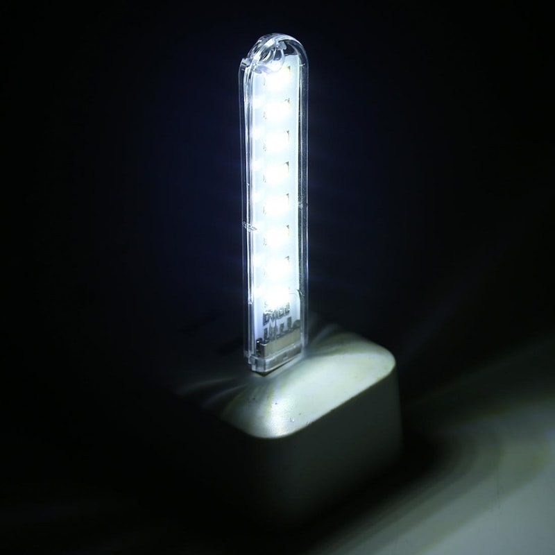 Portable USB LED Book Light 8 LED ClipFree Reading Lamp For Laptop And Power Bank 0