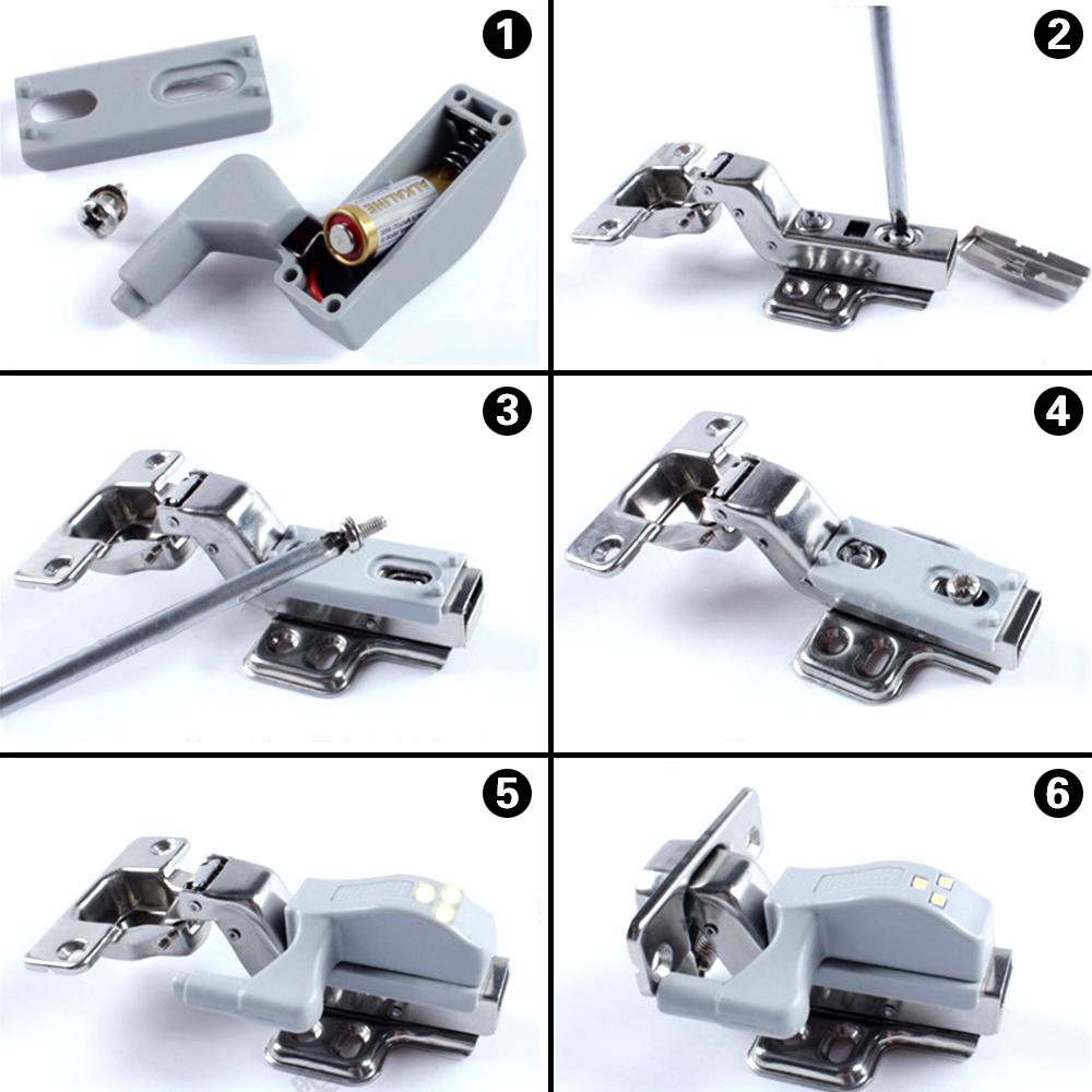 Smart Cabinet Hinge LED Light Auto Sensor Night Light For Cupboards Closets 5