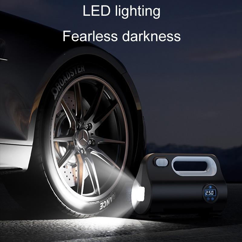Portable Car Tire Inflator Air Compressor Pump with Auto Shutoff & LED Light