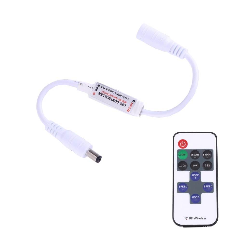 Mini RF Remote LED Controller for Single Color LED Strips with 11-Key Dimmer Control