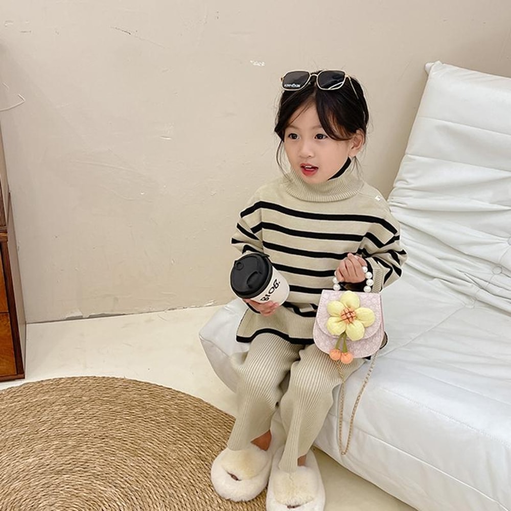 Kids Princess Crossbody Bag Cartoon Flower Pearl Coin Purse Cute PU Leather Gift Bag for Girls