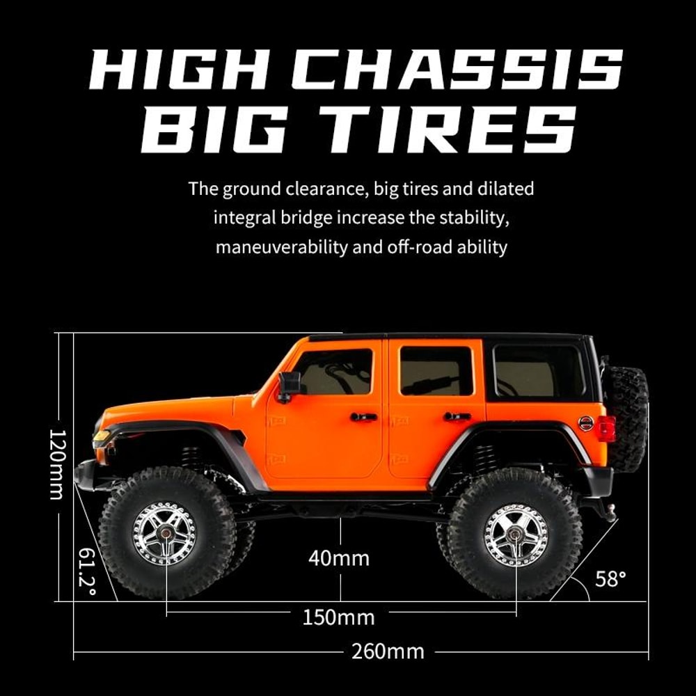 Rock Crawler OffRoad Climbing Remote Control Truck Orange 3