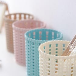 compact pen holder and desk organizer for pens, pencils and makeup brushes