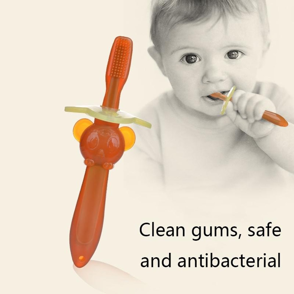 Infant Silicone Baby Toothbrush Teether for Molar Care Nano Silver Soft Brush