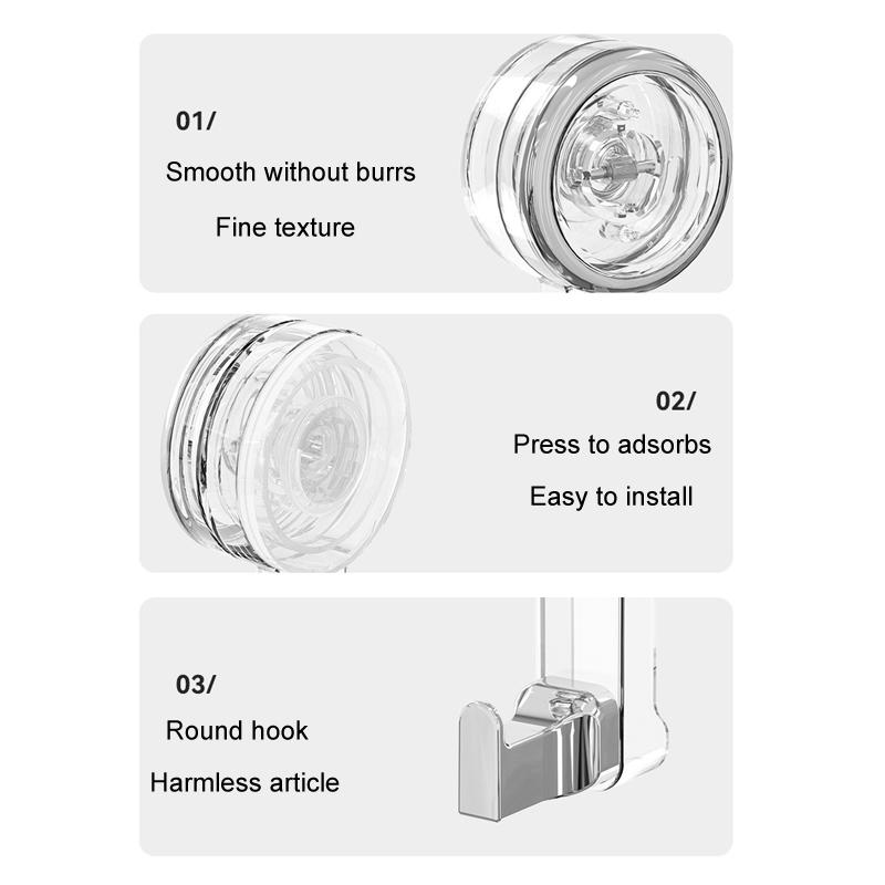 Clear Suction Cup Hooks No Drill Wall Mounted Bathroom Organizer Hooks 5