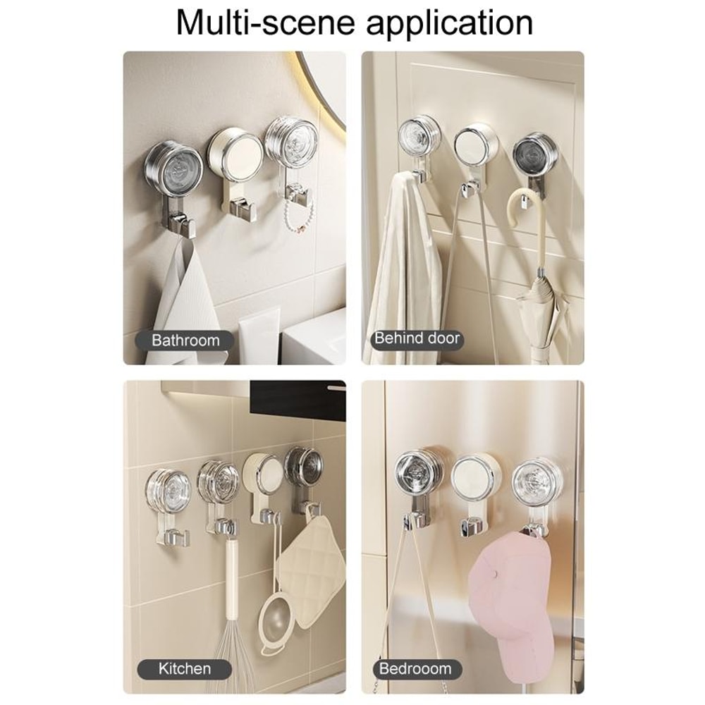 Clear Suction Cup Hooks No Drill Wall Mounted Bathroom Organizer Hooks 6