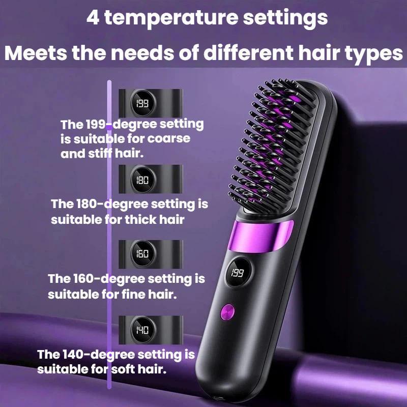 Cordless Hair Straightening Brush with Digital Display & Negative Ion Hair Care