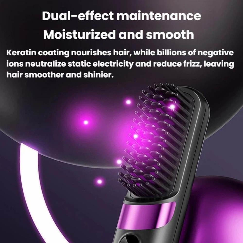 Cordless Hair Straightening Brush with Digital Display & Negative Ion Hair Care