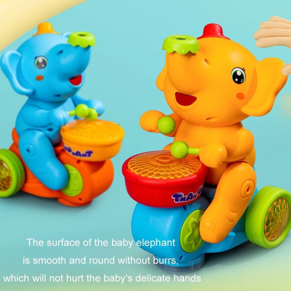 Electric Elephant Ball Blowing Drumming Toy Car with Lights and Sound for Kids