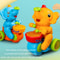 Electric Elephant Ball Blowing Drumming Toy Car with Lights and Sound for Kids
