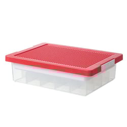 children building blocks storage box organizer with transparent dustproof lid