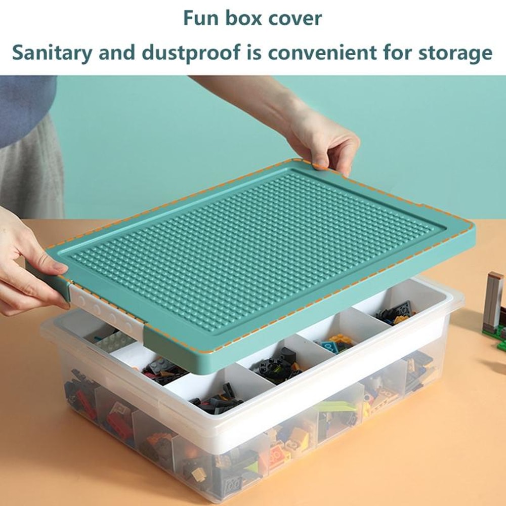 Children Building Blocks Storage Box Organizer with Transparent Dustproof Lid