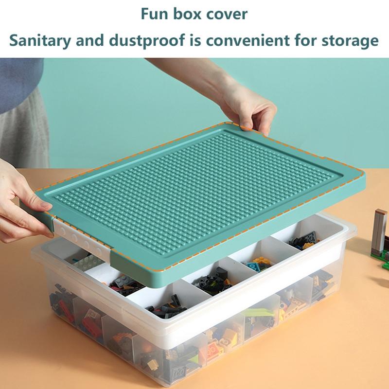 Children Building Blocks Storage Box Organizer with Transparent Dustproof Lid
