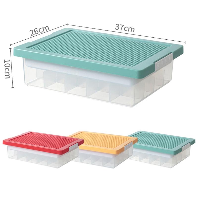 Children Building Blocks Storage Box Organizer with Transparent Dustproof Lid