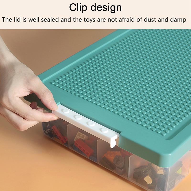 Children Building Blocks Storage Box Organizer with Transparent Dustproof Lid