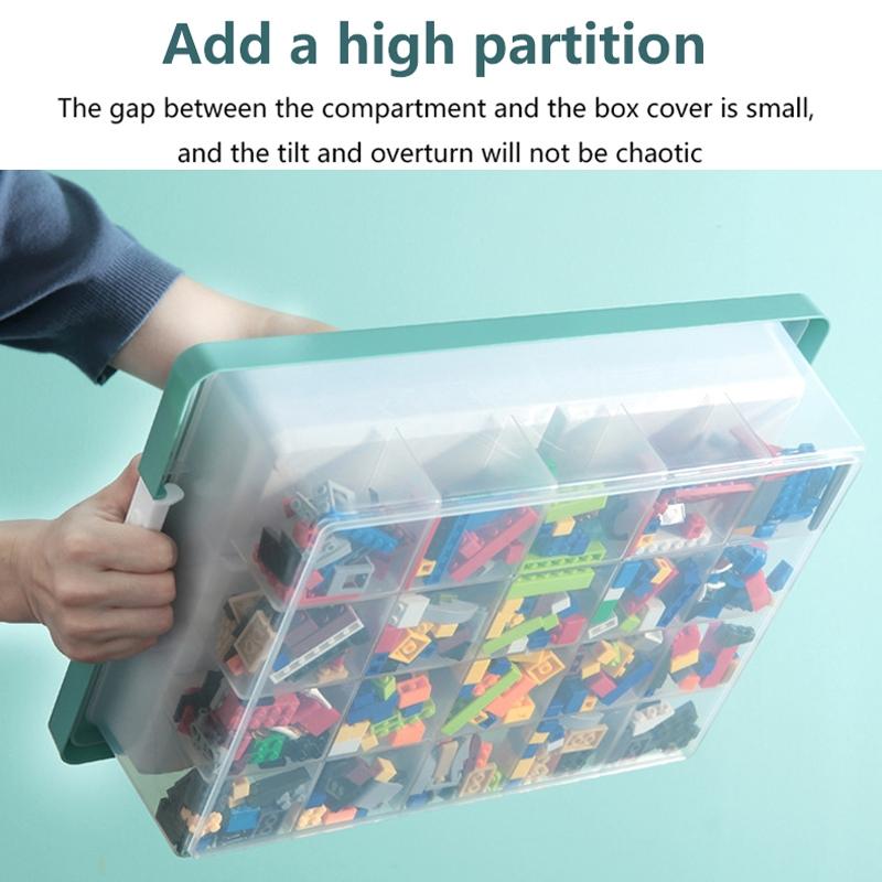 Children Building Blocks Storage Box Organizer with Transparent Dustproof Lid