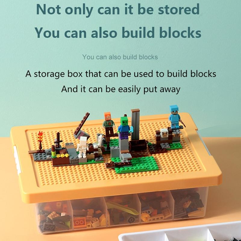 Children Building Blocks Storage Box Organizer with Transparent Dustproof Lid