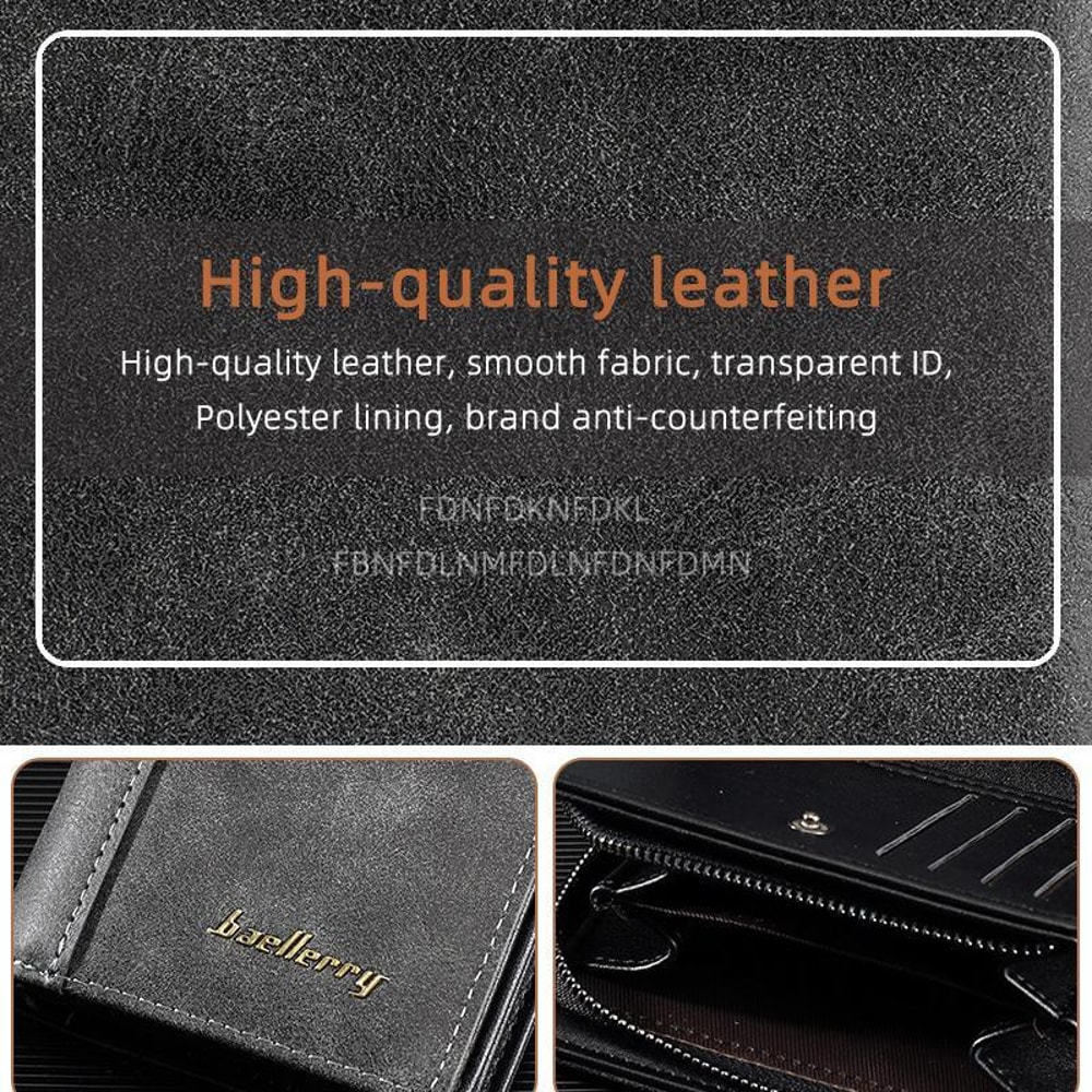 Vintage Contrast Zip Men Compact Wallet With Coin Pocket Multi Card Holder 2