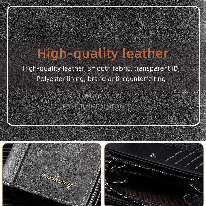 Vintage Contrast Zip Men Compact Wallet With Coin Pocket Multi Card Holder 2