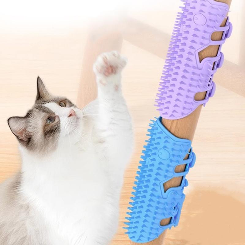 Corner Cat Scratcher Massage Brush for Cats & Dogs Self-Exciting Pet Grooming Pad