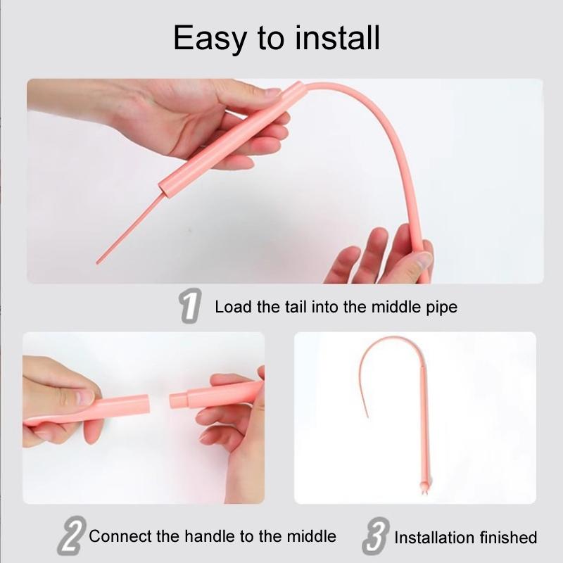 Mouse Tail Cat Teaser Wand Silicone Interactive Toy Cat Enrichment Stick Pink 7