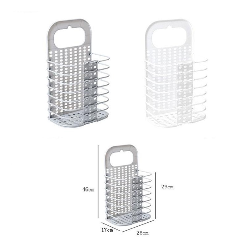 Perforation-Free Wall Mounted Folding Laundry Hamper & Storage Basket for Bathroom Organization