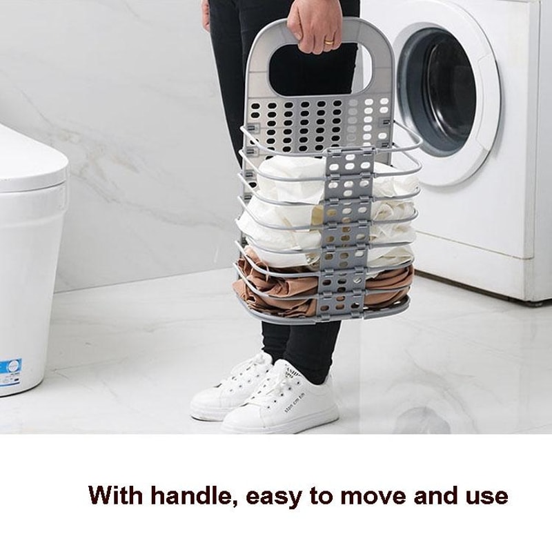 Perforation-Free Wall Mounted Folding Laundry Hamper & Storage Basket for Bathroom Organization