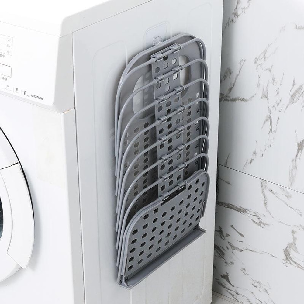 Perforation-Free Wall Mounted Folding Laundry Hamper & Storage Basket for Bathroom Organization